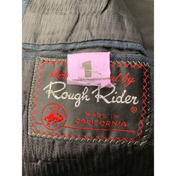 Mens 60s Vintage Sport Coat Blazer Plaid Size 44 Blue Rough Riders CA USA 5446 - Picture 8 of 10